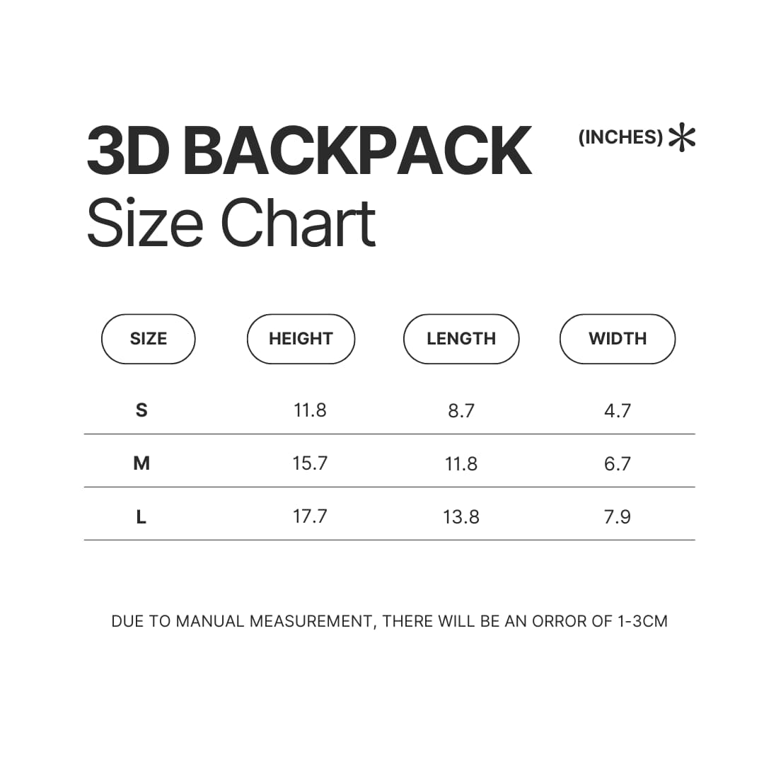 3D Backpack Size Chart - Jujutsu Kaisen Store