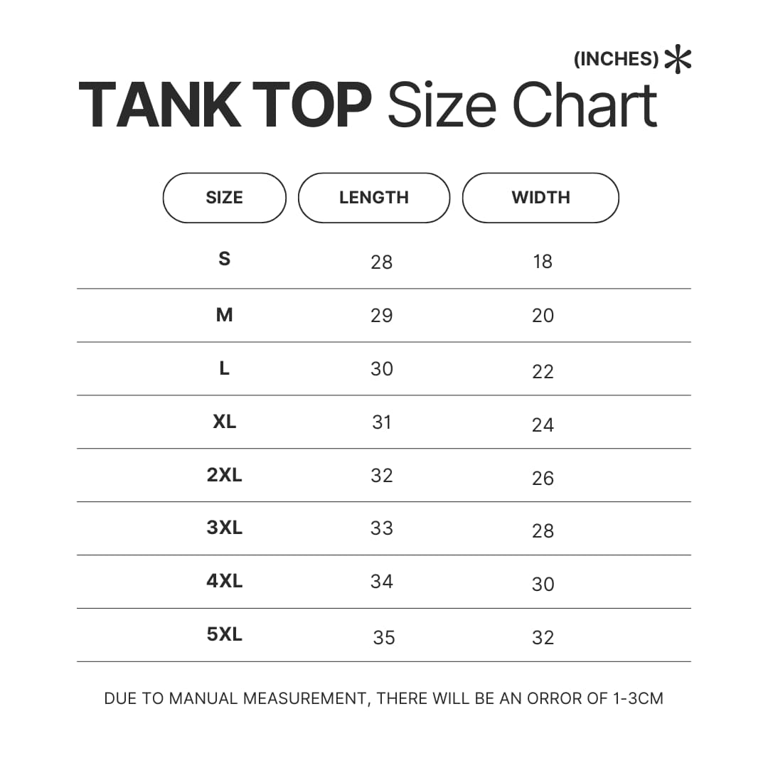 Tank Top Size Chart - Jujutsu Kaisen Store