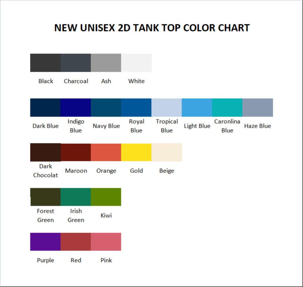 tank top color chart - Jujutsu Kaisen Store