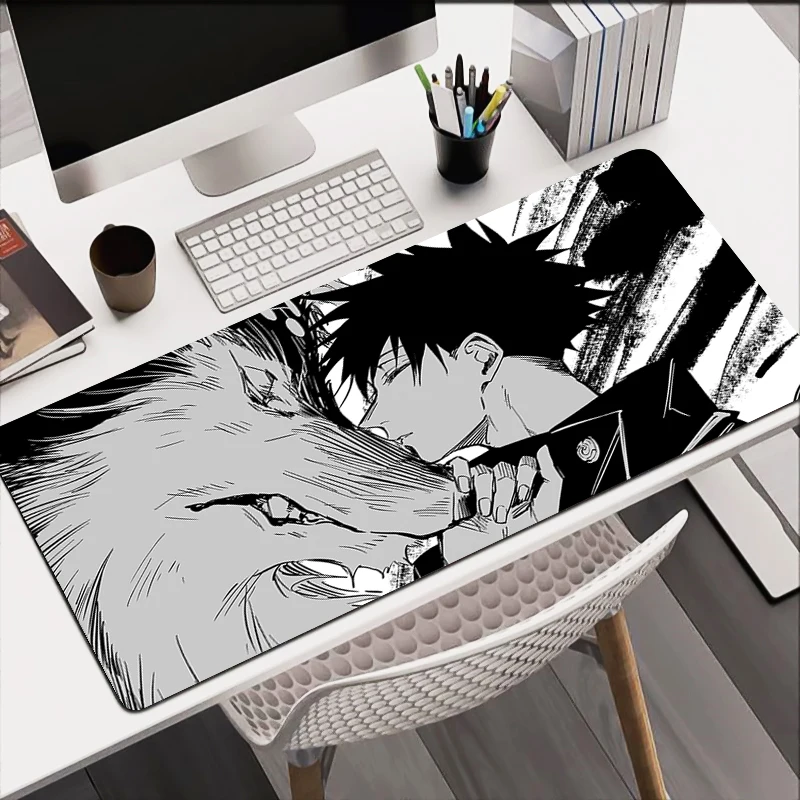 Black And White Anime Mouse Pad PC Jujutsu Kaisen Fushiguro Megumi Keyboard Mousepad Laptop Gaming Accessories 5 - Jujutsu Kaisen Store